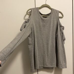 Cold Shoulder Sweatshirt with Ties-Size: XL